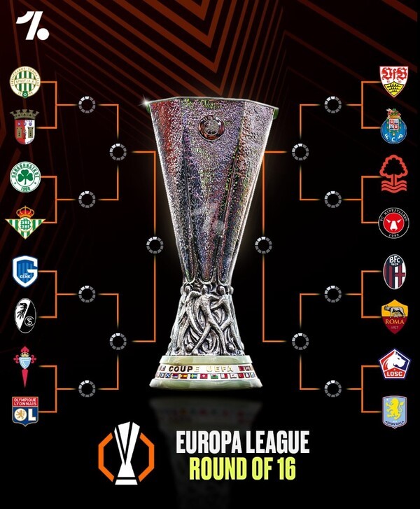 UEL 16강 대진 확정... 노팅엄, 미트윌란과 맞대결 성사